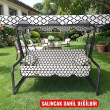 AyrStore 3 Kişilik Salıncak Lüks Kılıf Seti 10CM Süngerli Alaçatı Desen 3 Kişilik Bahçe Salınca