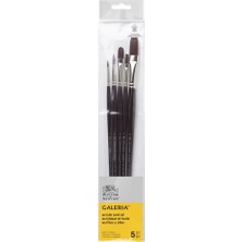 Winsor & Newton : Galeria : Uzun Saplı Sentetik Akrilik & Yağlı Boya Fırça Seti : No.2 (5 Parça)