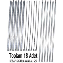 AyrStore 18 Parça Farklı Boyut ve Özelliklerde Barbekü Mangal Şiş Set, 6 Adana+6 Şiş Kebap+6 Tavuk Ka