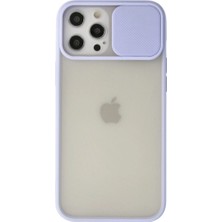 Hace Bazaar Apple Iphone 12 Pro Max Kılıf Palm Buzlu Kamera Sürgülü Silikon - Lila -Hcb