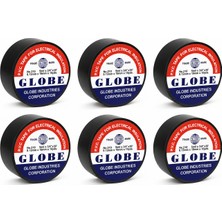 Globe 6’lı Siyah Elektrik İzole Bandı Seti 19mm PVC Kablo Yalıtım Bandı Akım İzolasyon Bandı Dayanıklı Elektrik Bandı