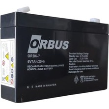 AyrStore Orbus 6V 7AH Bakımsız Tip Kuru Akü Ebatlar: 150 x 34 x 94MM