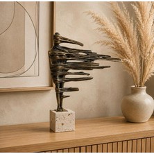 Hüco Bazaar Traverten Mermer Rüzgar Kadın 48 cm Modern Müthiş Lüks Hediyelik Dekoratif Hediyelik Süs Biblo Obje Ofis ve Ev