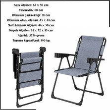 Argeus Uyguna-Yakala Linen Mavi-Bardaklıklı Katlanır Kamp SANDALYESI-TAB.374