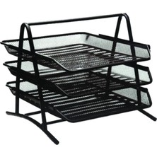 AyrStore Kraf 3lü Perfore Evrak Rafı Siyah 460G