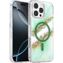 Zenviaa Onegif Apple Iphone 16 Pro Max Lotus Simli Magsafe Kapak - Yeşil ZENVIAAC12