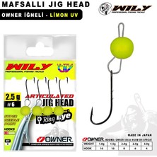 Wily Jig Head Mafsallı Owner Iğneli - Limon 3 gr