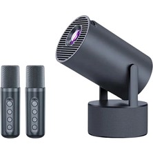 Bluetooth Hoparlörlü Akıllı Projektör Kablosuz Karaoke Mikrofonlu