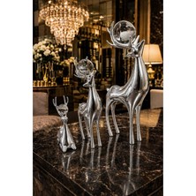 Ersu Store 24CM 3lü Aile Temalı Kristal Toplu Geyik Seti Ev Dekorasyon Biblo Obje Dekor