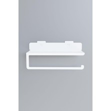 Risingmaber Ultra Güçlü Yapışkanlı Beyaz Metal Baharatlık Raflı Havluluk, Kağıt Havlu Tutu