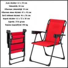 Argeus Uyguna-Yakala Kırmızı-Bardaklıklı Katlanır Kamp SANDALYESI-TAB.325
