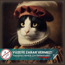 Iki Renkli Kedi Poster, Statik Kağıt Premium Baskı Poster, Siyah Beyaz Kedi, Yapay Zeka Tasarım