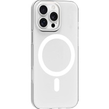 iPhone 16 Pro Max ile Uyumlu Kılıf M-Safe Şarj Özellikli Ultra Ince Sert Pc Blank Kapak Şeffaf