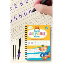 Oluklu Alfabe ve Sayılar Yazı Defteri Seti, 3-6 Yaş, Kabartmalı Çizgili, Kalemli, 2 Defter