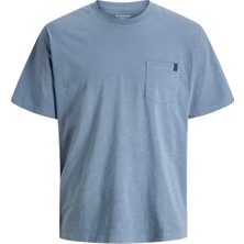 Jack & Jones Jjedover Slub Tee Ss Noos  Blue Mirage 12288897-BL