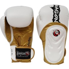 Dragon Do 30341 P Tepito Boks Eldiveni Muay Thai 2024 Yeni Seri 0424 Beyaz Altın 14 Oz