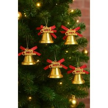 9 Adet Lüx Kırmızı Kurdelalı Yılbaşı Merry Christmas Çan Süs 5cm Yılbaşı Ağacı Süsle