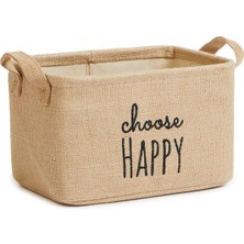 Ocean Home Textile Choose Happy Baskılı Sepet //30X21X18