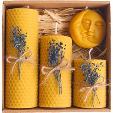 Doğal Petek Mum Ay ve Güneş Seti Bal Mumu Mum Hediyelik Beeswax Candle