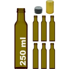 Afracam Kalın Cam Şişe Seti, 250 Ml, Yağdanlık Akıtıcılı Kapaklı, Yağlık ve Sirkelik, Ka