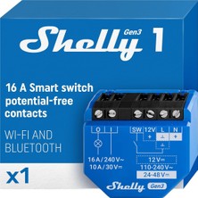 Shelly 1 Gen3 / Wlan Akıllı Şalter Rölesi, Kuru Kontaklı, Işık Şalteri, Ev Otomasyonu, Alex