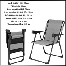 Argeus Uyguna-Yakala Linen Gri-Bardaklıklı Katlanır Kamp SANDALYESI-TAB.375