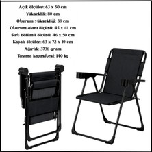 Argeus Uyguna-Yakala Linen Siyah-Bardaklıklı Katlanır Kamp SANDALYESI-TAB.376
