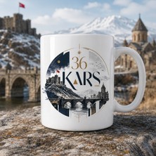 Ajans 313 Kars Temalı 36 Plaka Tarihi Silüet Tasarımlı Baskılı Seramik Kupa Bardak