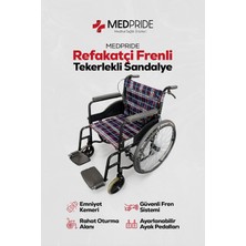 Medpride Refakatçi Frenli Ekonomik Manuel Katlanabilir Tekerlekli Sandalye