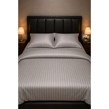Higliving Çizgili Mikro Saten Nevresim Takımı Çift Kişilik – 200×220 cm Nevresim / 160×200×30 cm Fitted Çarşaf / 2 Adet 50×70 cm Yastık Kılıfı