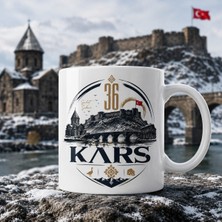 Ajans 313 Kars Temalı 36 Plaka Serhat Şehri Silüet Tasarımlı Baskılı Seramik Kupa Bardak