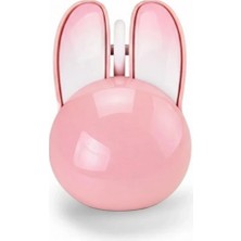 Hace Bazaar Tavşan Figürlü Kablosuz Mouse Pil Dahil Etiket Hediyeli Pembe