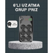 Hace Bazaar Termal Akım Korumalı 6’lı Uzatma Priz USB Type-C Hızlı Şarj 2500W