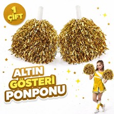 Hace Bazaar 1 Çift ( 2 Adet ) Altın Renk 23 Nisan 19 Mayıs 29 Ekim Okul Gösteri Ponponları