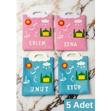 Keçebahçesi Kayseri Kişiye Özel Isimli Keçe Kuran Çantası - Pembe-Mavi Keçe Çantalar - Orta Boy Kuran Çantası - Elifba Çantası - Kuran Kursu Hediyelikleri (5-10-20-30 Adet)