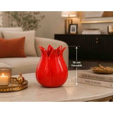 Velora Home Lale Formlu Seramik Dekoratif Vazo 18 cm – Çiçeklik ve Ev Dekorasyonu