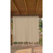 MRC Tekstil Taç Bej Su Geçirmez Balkon Perdesi – Kornişli & Bağcıklı Branda En×boy Balkon Branda Perde