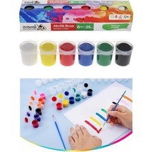 Akrilik Boya 6 Renk 1 Adet Fixpoint 25 ml 6 Lı Akrilik Boya Resim Dersi Tuval Ahşap Taş Boya Seti