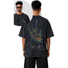 Fuddy Moda Unisex Tool Lateralus Eye Sırt Baskılı Yıkamalı Tişört, Oversize Rock Band Temalı Retro Tshirt