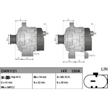 Alternatör 120A 14V Egea 500L 500X Giulietta 940 Renegade Off-Road 14+ 1,6d 2,0d DAN1121 Denso 51884351