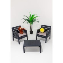 Lara 1+1+S Bahçe Takımı Balkon - Bahçe - Teras Mobilyası/antrasit