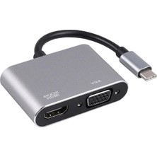 2in1 Type-C To 4K HDMI + VGA Çevirici ve Dönüştürücü Adaptör