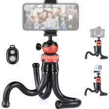 Bluetooth Kumandalı Esnek Ahtapot Tripod, Flexible Masa Üstü Telefon ve Kamera Tutucu 1.2 kg Taş
