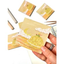 Küçük Prens Temalı Sarı Gezegen ve Bulut Desenli Postit/post-It/yapışkanlı Not Kağıdı/sti