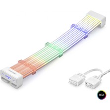 TKÇ 2 mm Ölçülü 2x8 Pin Argb Pcie Gpu Güç Uzatma Kablosu Bükülebilir 108 LED Beyaz ND2813W