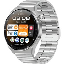 Ototechparca Gt3 Max Elegant Smart Watc.h Gt3 Max Elegant Erkek Akıllı Saat Deri-Metal-Silikon 3 Kordonlu