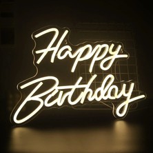 TKÇ Kullanıma Uygun Happy Birthday Yazılı Neon LED Işık