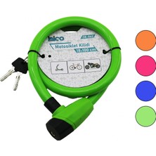 Hace Bazaar Anahtarlı Kalın Motor - Bisiklet Kilit Çelik Tel Renkli Kılıf 18MMX100CM (K95)