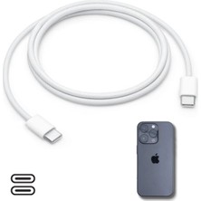 TKÇ Şarj Kablosu Apple 15 ve 15 Pro Type C To Type C Hasır Örgü Hızlı