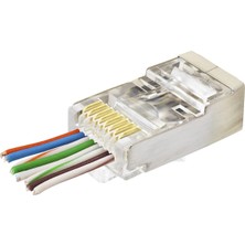 TKÇ 100 Adet CAT6E Ez RJ45 Metal Konnektör Plastik Kutu Şeffaf